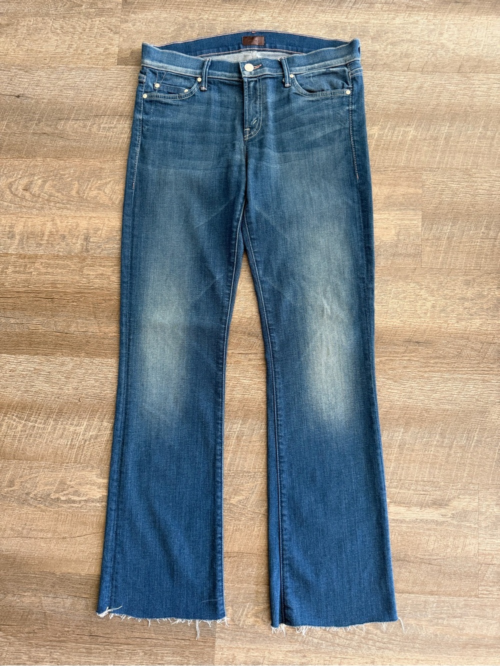 MOTHER The Outsider Peppermint Kisses Bootcut Jeans Low Rise Dark Blue Size 30